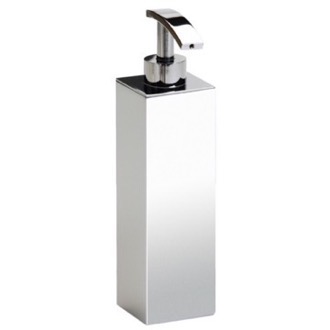 Tall Squared Chrome, Gold Finish or Satin Nickel Bathroom Soap Dispenser Windisch 90102